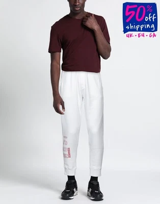 RRP€350 DSQUARED2 Sweat Trousers Size M White High Waist Logo Made in Italy - Image 1 of 4