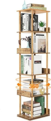 Estantería giratoria de 5 niveles, torre de estantería estrecha giratoria 360° para esquinas pequeñas Foto 1 de 4