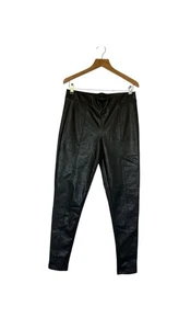 Marks And Spencer M&S Faux Leather Trousers Size 12 Dark Green Polyester Blend - Picture 1 of 8