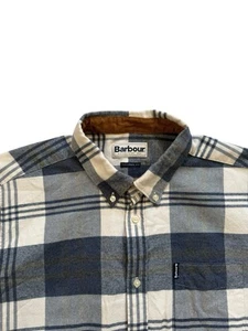 Barbour Men’s White Blue Check Highland Tailored Long Sleeve Shirt - Size Large - Picture 1 of 10