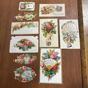 Lot antike viktorianische Stanzkarten Gruß Vergissmeinnicht 1800er 19. Jahrhundert - Bild 1 von 8