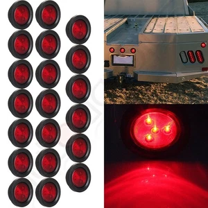 20x Red 2.5 inch Round 4 LED Side Marker Tail Light For Truck Trailer 12v - Picture 1 of 7