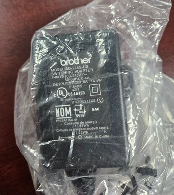 Подлинный черный адаптер питания переменного тока Brother AD-24ES-US для принтеров этикеток P-Touch НОВЫЙ - Изображение 1 из 3