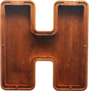 HOLZBUCHSTABE H SPARSCHWEIN NEU 23 CM/9,1 ZOLL GROSSES SPARSCHWEIN FÜR KINDER GELD - Bild 1 von 7