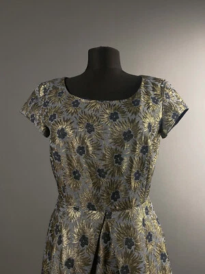 Weekend Max Mara Azul Dorado Floral Envolvente Camiseta Línea A Vestido Túnica EE. UU. 6 GB 8 S Foto 1 de 4