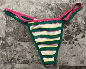 NWT VICTORIA'S SECRET PINK SMALL STRIPE VINTAGE RARE DOUBLE STRING THONG PANTIES - Picture 1 of 6