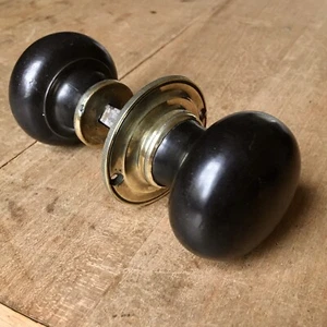 Antique Wood Door Knobs Handles Pulls Vintage Victorian Rim Mortice Latch 1800s - Picture 1 of 10