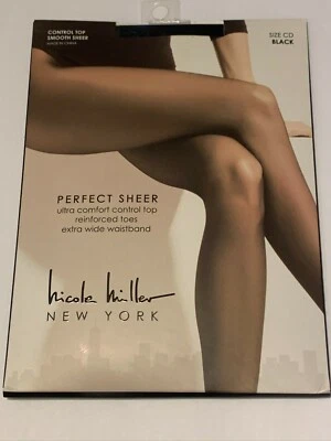 Nicole Miller PERFECT Sheer Ultra Comfort Control Top PANTYHOSE - BLACK CD - Image 1 of 2