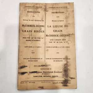 1928 McCORMICK-DEERING GRAIN BINDER INSTRUCTIONS OPERATOR MANUAL PARTS LIST ORIG - Picture 1 of 6