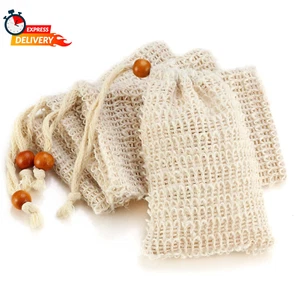 Soap Bag, Natural Sisal Soap Saver Bag Pouch Mesh Net Waste Plastic-Free Exfolia - Picture 1 of 12