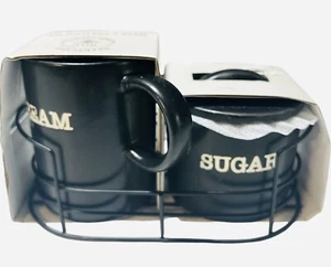 Heartland Hive Creamer And Sugar Set With Metal Carrier Ceramic Coffee Tea Mug - Picture 1 of 4