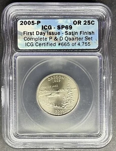 2005-P Satin Oregon Quarter ICG SP-69, Buy 3 Items, Get $5 Off! - Picture 1 of 2