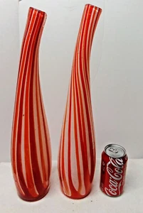 Set 2 XL Vintage Murano Style Art Glass Bottles Vases 18" Tall - Picture 1 of 8