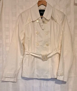 Jane Norman NWT women's ivory short belted lined trench coat size 14 - Picture 1 of 9