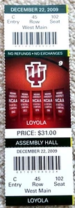INDIANA UNIVERSITY HOOSIERS BASKETBALL TICKET v LOYOLA 2008-09 - BANNER! RAR! - Bild 1 von 1