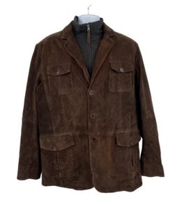 Stetson Western Brown Lamb Suede Leather Jacket Zip In Wool Collar Mens Sz Large - Picture 1 of 16