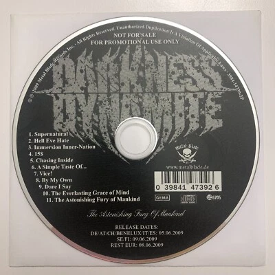 DARKNESS DYNAMITE The Astonishing Fury Of Mankind (Promo CD 2009 METAL BLADE) - Bild 1 von 2