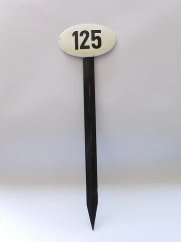 Vintage Sweden Enamel Porcelain Garden / Yard House Number 125 Sign on Stick #2 Cover
