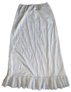 Gaymode Midi Half Slip Vintage Nylon White Small Lace Ruffle Hem USA Prairie - Picture 1 of 3