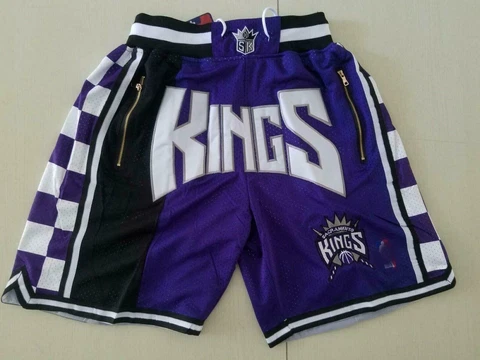 Sacramento Kings Vintage Basketball Game Shorts Men's NWT Stitched Pants Purple Cover
