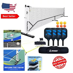 Premium Pickleball Net and Court Marking Kit with Fiberglass Paddles & Carry Bag - Picture 1 of 9