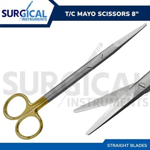 Tijeras dentales quirúrgicas T/C Mayo 8" acero inoxidable recto grado alemán - Imagen 1 de 8