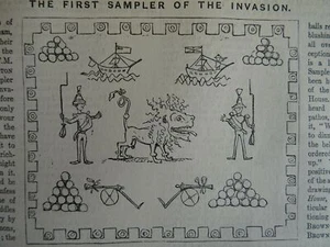 c1848 DUKE OF WELLINGTON - SAMPLER OF INVASION Original Victorian Punch Cartoon - Imagen 1 de 2