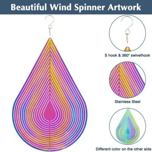 Outdoor 12inch 3D Hanging Wind Spinner Metal Yard Garden for New Year Decor - Picture 1 of 7