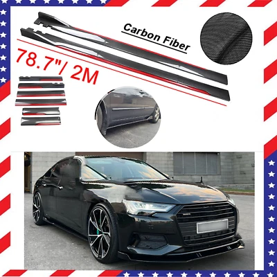 Carbon Fiber Look Side Skirt Extension Spoiler Splitter For Audi Quattro P Foto 1 de 4