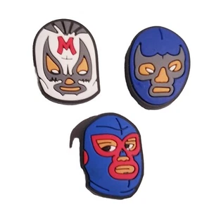 Lucha Mexican Wrestlers Shoe Charms 3 PC Set! NEW! For Shoes, Bracelets, Crafts  - Picture 1 of 2