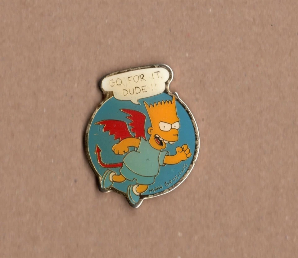pin's Simpson , go for it, dude!! (époxy signé Matt Groening the simpsons 1990) - Photo 1/1