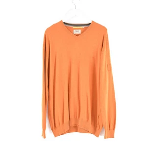 Camel Active Men Sweater Pullover Size 2XL Relaxed Fit V-Neck Orange Long Sleeve - Picture 1 of 6