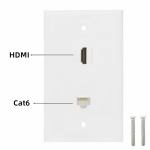 2-Ports Ethernet Wall Plate RJ45 Cat6 Keystone Jack + HDMI 1080P FacePlate Panel - Picture 1 of 5