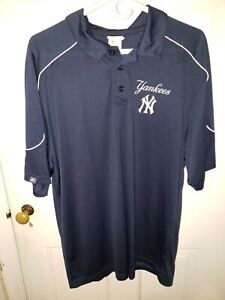 NY Yankees Majestic Herren XL Kragenhemd blau leicht bestickt SCHÖN!