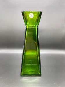 San Miguel 100% Recycled Glass Green Square Vase - Made in Spain - 11.25" High - Picture 1 of 8