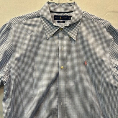 Camisa Ralph Lauren azul claro guinga para hombre talla XL manga larga Foto 1 de 4