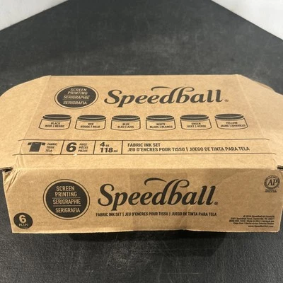 6 Speedball Fabric Screen Printing Ink 4 oz White Black Red Green Yellow & Blue Foto 1 de 4