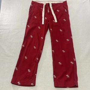 VINTAGE Abercrombie & Fitch Mens L Y2K FLANNEL PANTS AOP MOOSE LOUNGE PAJAMA - Bild 1 von 11
