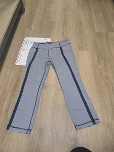 Lululemon Coast To Class Damenhose 10 marineblau weiß Gingham mittelhoher Bund Yoga - Bild 1 von 4