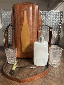 Bolso portabotellas vintage de cuero para licor de vino - Imagen 1 de 7