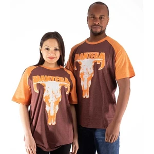 Camiseta Pantera Calavera Banda Logo Nueva Oficial Unisex Marrón Raglán - Imagen 1 de 3