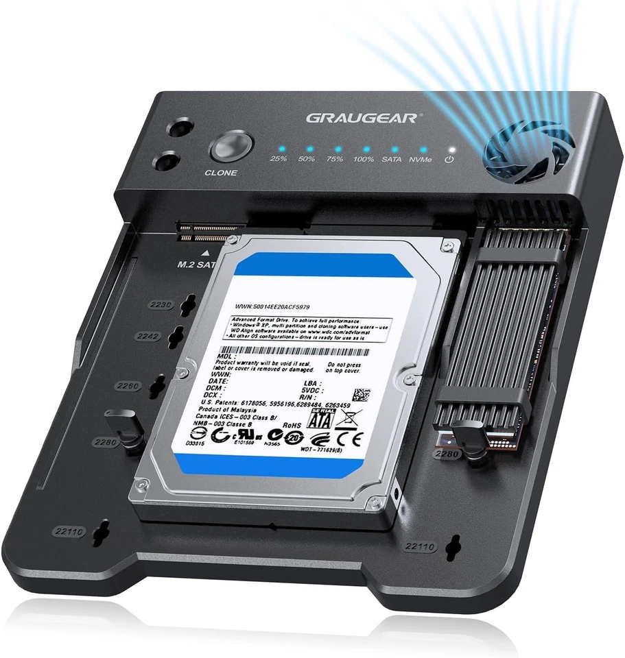 GRAUGEAR M.2 NVMe & SATA SSD/HDD Docking Station, USB-C 10Gbps Clone Station for - Image 1 of 4