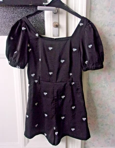 Kurzer JUMPSUIT für Fest Party von PEACEBIRD Gr. M - Schwarz m. weißer Stickerei - Bild 1 von 19