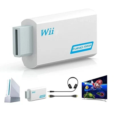 Adaptador convertidor Wii a HDMI 1080p salida Full HD + conector de audio de 3,5 mm para Ninten Foto 1 de 4