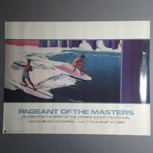 Vtg Pier Shot Ken Auster Signed Poster Pageant Of The Masters 1989 Surfing - Picture 1 of 10