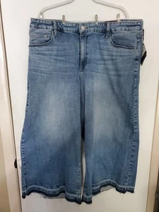 NWT Women's High-Rise Cropped Wide Leg Jeans Stretch Ava & Viv Light Wash Sz 22 - Picture 1 of 8