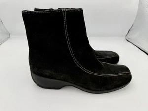 Clarks Ashlyn Ankle Boots Size 8m Black Suede Side Zip Shoes Leather 1418e - Picture 1 of 11