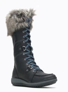 Merrell Snowcreek Tall Polar Waterproof Boots •Women 6• Fur Leather Black Snow - Picture 1 of 13
