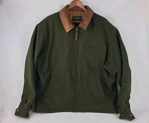 Vintage Woolrich Size Large Green Loden Heather Wool Bomber Jacket Varsity Coat - Picture 1 of 10