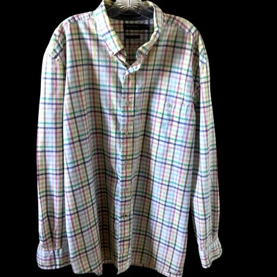 Nautica Pastel Gingham Check Plaid Button Down Long Sleeve Shirt XXL - Image 1 of 4
